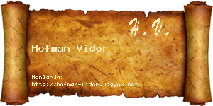 Hofman Vidor névjegykártya